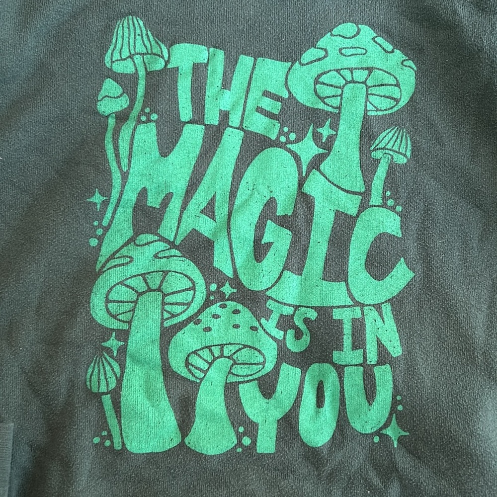 Soul Flower Forest Green Hoodie with Teal Graphic - Picture 2 of 5